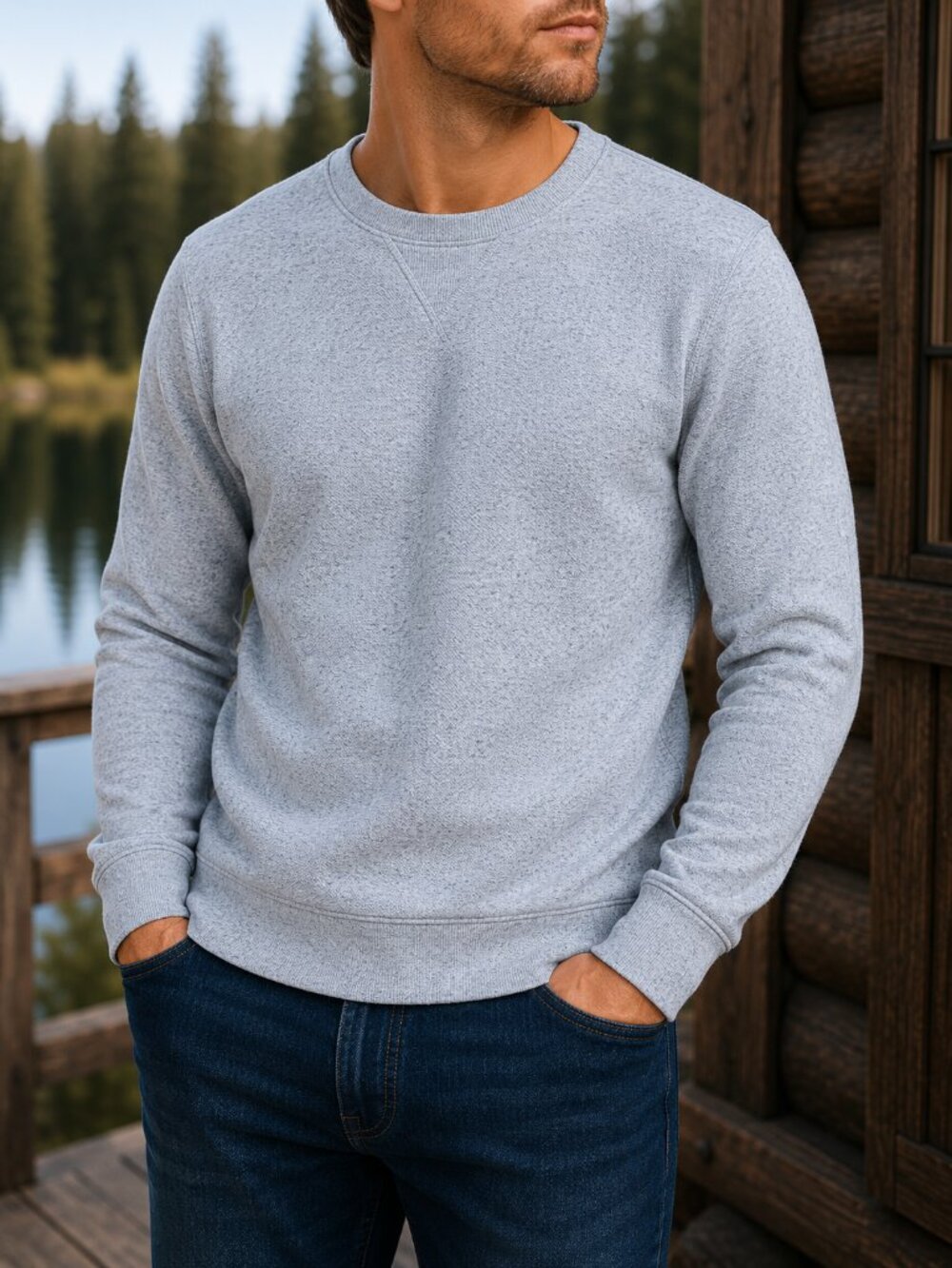 Banana Republic Light Gray Crewneck Sweater | Waffle Knit Pullover Cotton Blend